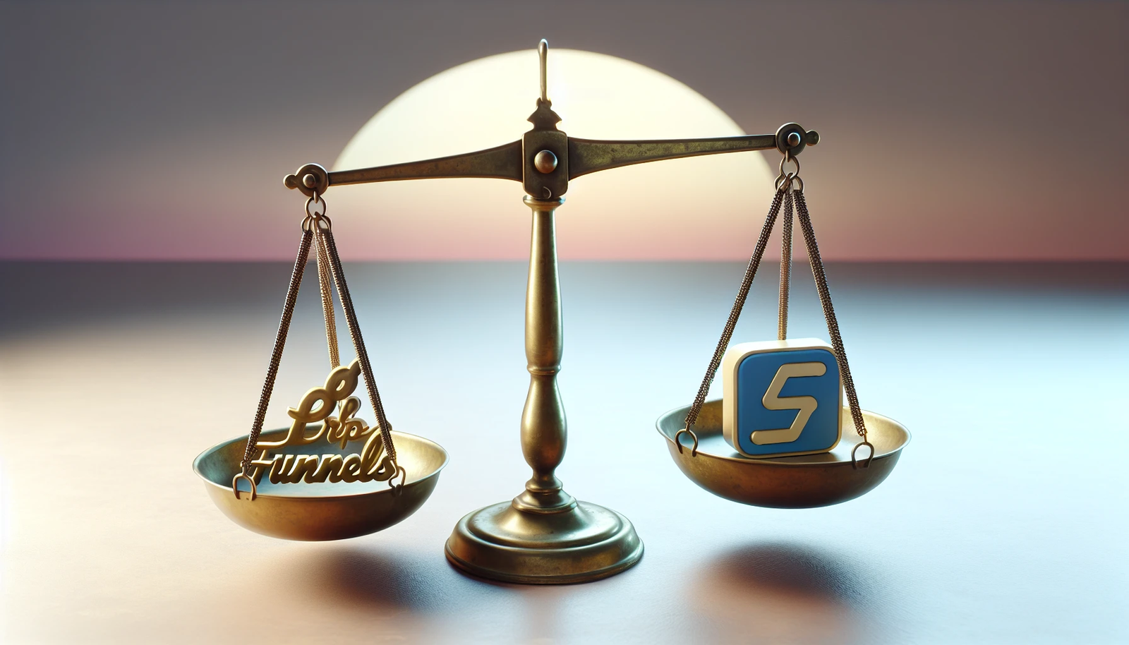A scale tipping in favor of DropFunnels, symbolizing the final verdict on choosing between DropFunnels and ClickFunnels